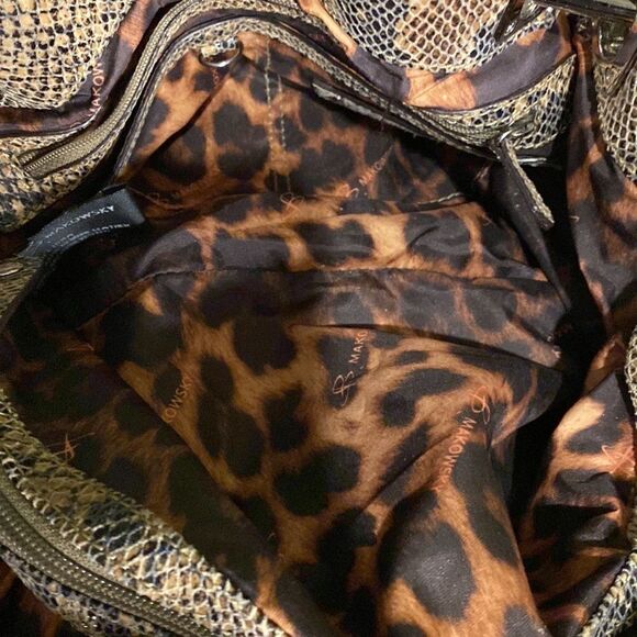 B Makowsky Brown Python Print Patent Leather Shoulder Bag - Picture 7 of 10